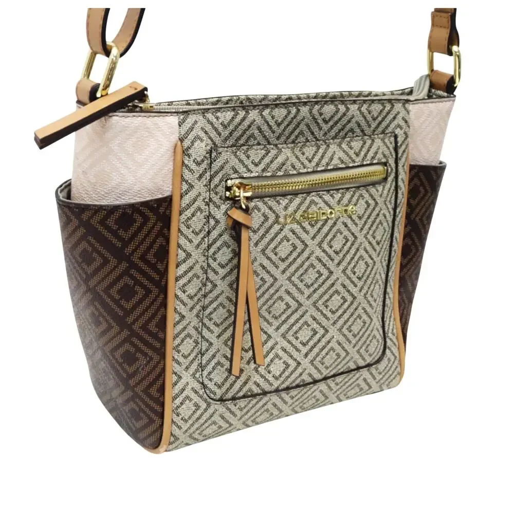 Liz Claiborne Brown & Beige Geometric Crossbody Bag